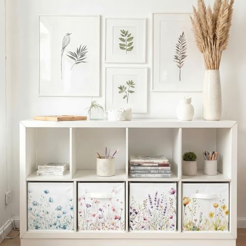 Geelin 6 Pcs Wildflower Cube Storage Bins 11 in Storage Basket with Handle - Image 5