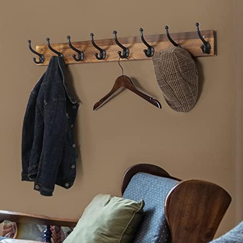 WEBI Rustic Coat Rack Wall Mount,35.43" Long 8 Cast Iron Coat Hooks Wall Mounted,Heavy Duty Wall Coat Hanger Hooks for Hanging Jacket,Clothes,Brown - Image 6