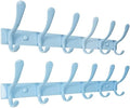 SKOLOO Heavy Duty Wall Mounted Coat Rack - 6 Hooks, Stainless Steel, Pack of 2, Sturdy Coat Hooks for Hanging Clothes, Jacket, Hat, Blue by SKOLOO