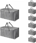 8 Pack-Extra Large Heavy Duty Moving Bags - Waterproof Storage Totes with Handles & Zippers, Foldable for College Dorm, Storage (Gray) by Unknown