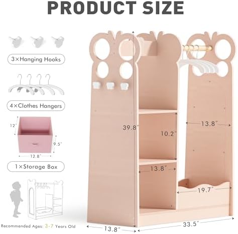 BlueWood Dress Up Storage Kids Wardrobe with Mirror, Toddler Costume Closet - Image 2