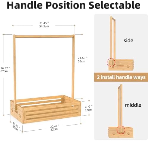 BAMBOOHOMIE Baby Clothing Rack for Toddler, Pets Clothes Rack with Storage Box & Adjustable Hanging Rod for Dogs/Cats, Baby Shower Clothes Closet Rack with Handle for Nursery Room (Natural, Baby) - Image 3