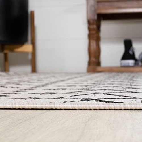 Eyely Moroccan Woven Round Rug 3 Ft Cream/Black, Indoor Outdoor Rug - Image 3