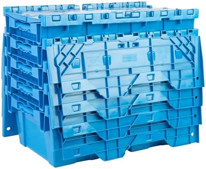 HE HUDSON EXCHANGE 19.6x11.6x7.3” (5 Pack, 3.7 Gallon) Tote with Attached Lid, Blue by HudsonExchange