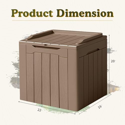 Devoko 31 Gallon Waterproof Outdoor Storage Box Resin Deck Box Lockable and UV Resistant for Patio Furniture,Garden Tools (Light Brown) - Image 6