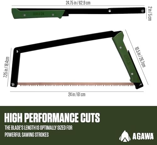 AGAWA - BOREAL24 Tripper Kit - Includes 24" Folding Saw, Nylon Carrying Case, 24" All-Purpose & 24" Aggressive Blade - For Camping, Hiking & Survival Gear (Black Frame/Green Handle) - Image 3