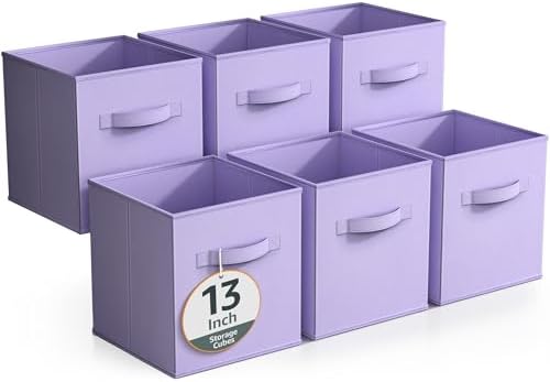 Sorbus Fabric Storage Cubes, 6-Pack Foldable Bins (13 Inch, Pastel Purple) by Sorbus