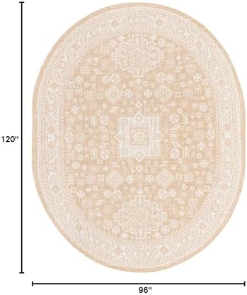 Rugs.com Outdoor Aztec Collection Rug – 8' x 10' Oval Natural Flatweave Rug Perfect for Living Rooms, Large Dining Rooms, Open Floorplans - Image 2