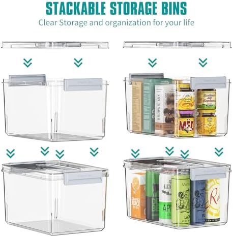 Plastic Storage Bins with Lids Stackable organization and Storage Containers for Organizing Snacks, Crafts, Tools Clear Storage Box with Latching handle(Clear, 2PCS-4.5QT 2PCS-8.5QT) - Image 3