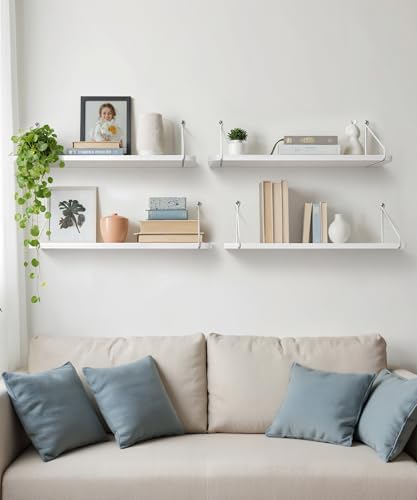 Afuly White Floating Shelves for Wall, 24in Shelf with Brackets, Set of 2 - Image 5