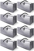 Cosy Family 8 Pack Heavy Duty Extra Large Moving Bags with Backpack Straps - Strong Handles & Zippers, Storage Totes For Space Saving, Fold Flat, Alternative to Moving Box (Set of 8, Silver) by Cosy+Family