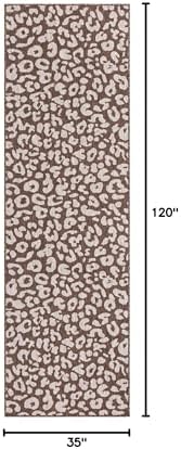 Unique Loom Outdoor Safari Collection Area Rug - Leopard (2' 11" x 10' Runner, Brown/ Light Brown) - Image 2