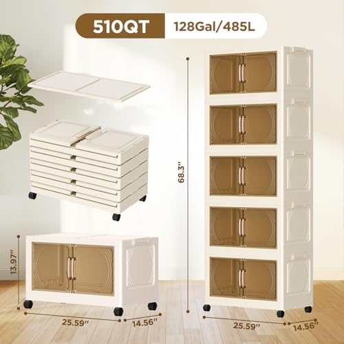 102QT 5-Tier Storage Bins with Lids for Home, Closet, Dorm - Image 2