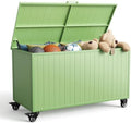 150 Gallon Outdoor Storage Box with Wheels, Metal Deck Boxes,Green by RICNOD