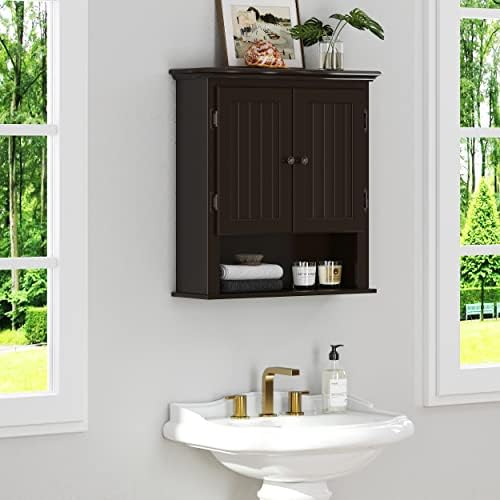 UTEX Medicine Cabinet, Bathroom Storage Cabinet Wall Mounted, Espresso - Image 2