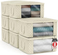 Sorbus Medium Clothes Storage Bags - Foldable Blanket Storage Bins for Organizing Bedroom, Closet, Clothing, Comforter, Organization with Clear Window, Lids and Carry Handles - Set of 8 by Sorbus
