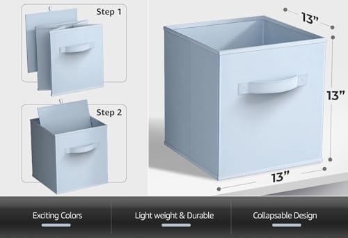Sorbus Fabric Storage Cubes, 6-Pack Foldable Bins (13 Inch, Pastel Blue) - Image 2