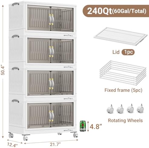 BROVIEW 240Qt Stackable Storage Bins with Lid for Home Dorm, 4Pack White - Image 2