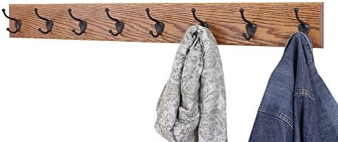PegandRail Oak Wall Mounted Coat Rack with Bronze Hooks 4.5" Ultra Wide (Chestnut, 52" x 4.5" with 10 Hooks) - Image 2