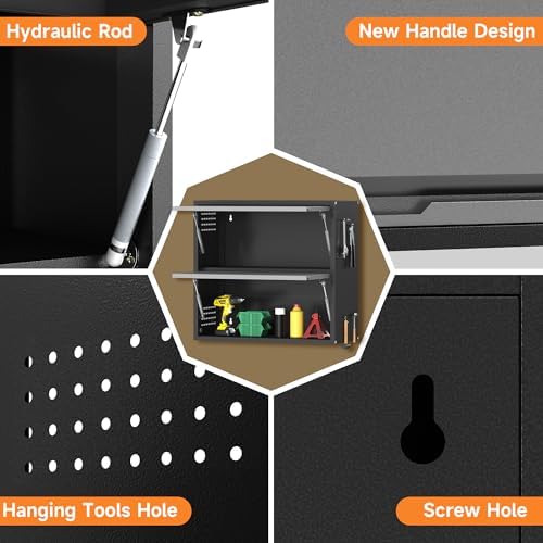 2 Door Garage Wall Cabinet with Up-Flip Door, 25.6" H Metal Wall Cabinet - Image 6