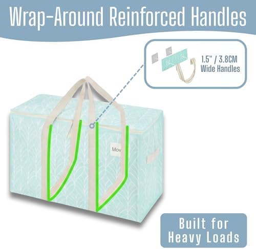 VENO 10 Pack Heavy Duty Moving Bags, Extra Large Storage Bags with Reinforced Handles & Strong Zippers, Foldable & Reusable Moving Box Alternative for Clothes & Dorm Storage - Image 2