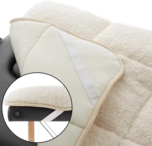Saloniture Fleece Reversible Quilted Massage Table Pad & Face Cradle Set - Soft and Comfortable 1/2" Thick Facial Bed and Headrest Cover - Natural - Image 4