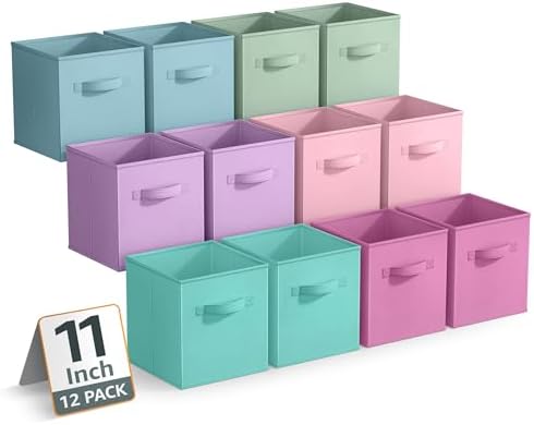 Sorbus Fabric Storage Cubes, 12 Pack (11 Inch, Multi Pastels 2) by Sorbus