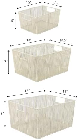 happimess Sutton 6-Piece Nesting Mild Steel Storage Baskets 16", Almond - Image 4