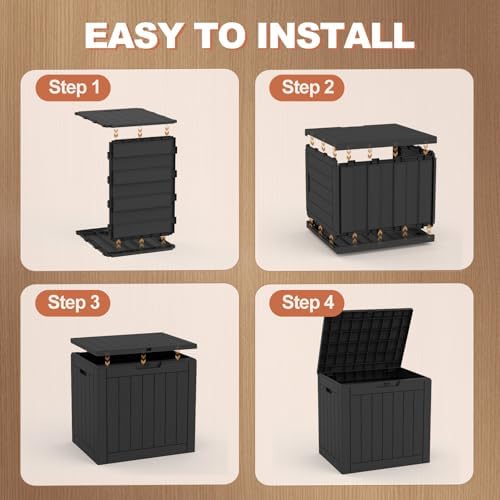 EFU Outdoor Storage Box 40 Gallon Deck Box, Waterproof Resin, Black - Image 6