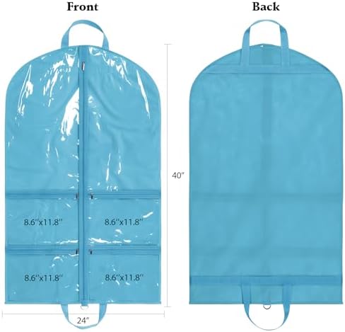 KEEGH 40 inch Clear Garment Bags for Dance Costumes, 6 Pack, Blue - Image 2