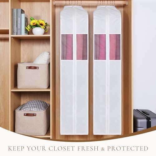 Univivi 60 Inch Cotton Garment Bag for Fur Coat 4 Pack, White - Image 3