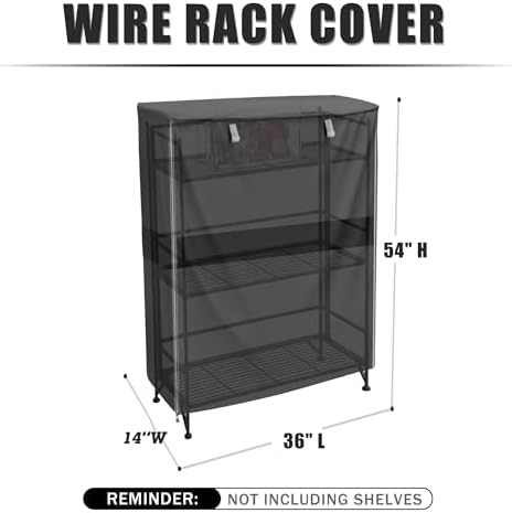 Wire Shelf Cover 36"x14"x54", Heavy Duty 600D Oxford Rack Cover with Zipper - Image 3