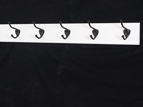 White Coat Rack with Oil Rubbed Bronze Hat & Coat Style Hooks (25.5" x 3.5" with 5 hooks) by PEG+AND+RAIL