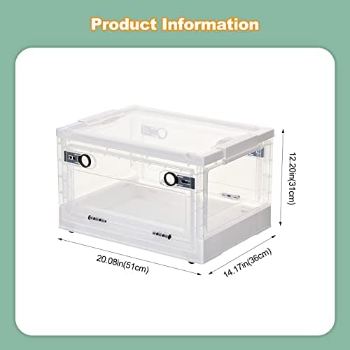 Ergocar Foldable Storage Boxes, Large Plastic Storage Boxes with Lid, Stackable Organiser, Wardrobe Storage Organiser, Grocery Storage, for Bedroom, Wardrobe, Office, Garage - Image 7