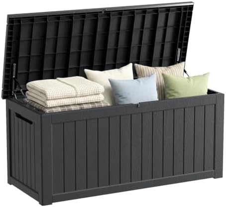 270 Gallon Resin Deck Box Waterproof Outdoor Storage Box for Patio Furniture Pool Accessories Indoor Storage for Cushion Garden Tools, Black by GraceYourYard