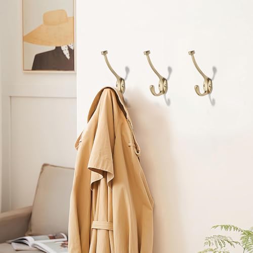 khtumeware The 10 Pack 5-1/2 inch Champagne Bronze Coat Hook zinc Alloy mudroom hooks is Suitable for bathrooms, Behind Doors, bedrooms, and is a Towel Robe Hooks for Both Household and Commercial use - Image 3