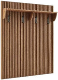 Modway Render Modern Fluted Wood Coat Rack Panel in Walnut with Shelf and Hooks – Wall-Mounted Entryway Organizer for Hallway, Mudroom, or Foyer by Modway