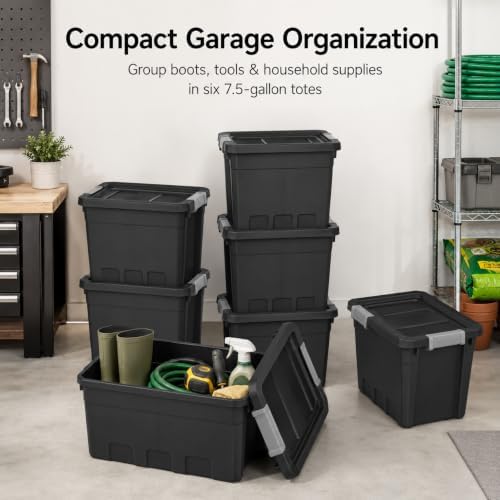 7.5 Gallon Stackable Storage Totes with Latch Lids,6 Pack - Image 5
