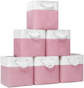 Cube Storage Bins, Collapsible Fabric Storage Cubes Bins, 11 Inch Cube Storage Bins with Handles, Foldable Storage Cubes (Pink, 10.5 * 10.5 * 11inch) by BOFUGA