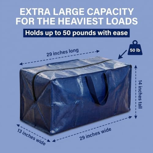 PACKING BAGS 8-Pack XL Moving Bags with Strong Handles & Zippers, Blue - Image 3