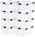 IRIS USA 8 Pack WeatherPro 62.8 Quart Stackable Storage Tote Bins, Plastic Gasket Box with Tight Latching Lids and Seal, Clear/Black by IRISUSA