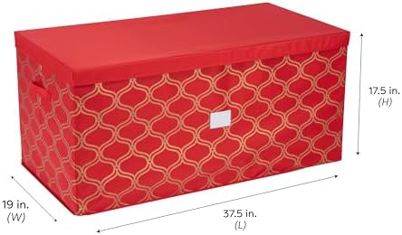 Simplify 96 Ornament Storage Box | Dimensions: 37.5"x 19"x 17.75" | Holds 96 Ornaments | Stackable | Easy Carry Handles | Red | Christmas Storage - Image 6