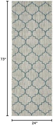 Unique Loom Outdoor Trellis Collection Area Rug (2' x 6' 1" Runner, Gray/ Ivory) - Image 3