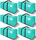 6 Pack Heavy Duty Extra Large Moving Bags W/Backpack Straps - Strong Handles & Zippers, Storage Totes For Space Saving, Fold Flat, Alternative to Box and Bin (40 gal, Aquamarine) by VELVETSURE