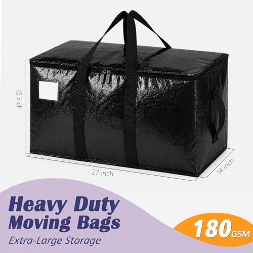 Songrey Extra Large Heavy Duty Moving Bags, 12 Pack, Black - Image 2