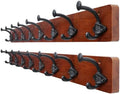 WEBI Rustic Coat Rack Wall Mount,35.43" Long 8 Cast Iron Coat Hooks Wall Mounted,Heavy Duty Farmhouse Wood Coat Hanger Wall Antique Vintage Hooks for Hanging Jacket,Clothes,Backpack,Cherry,2 Packs by WEBI