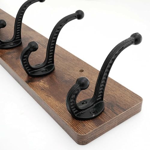 WEBI Rustic Coat Rack Wall Mount,30" Long 7 Cast Iron Coat Hooks Wall Mounted,Heavy Duty Wood Wall Coat Hanger Hooks for Hanging Coats,Jacket,Clothes,Backpack,Farmhouse,Rustic Brown - Image 6