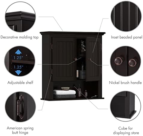 UTEX Medicine Cabinet, Bathroom Storage Cabinet Wall Mounted, Espresso - Image 5