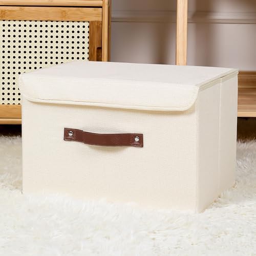 ANMINY Fabric Storage Box Bins with Lids, Beige, 15"x10"x10", 4 Pack - Image 7