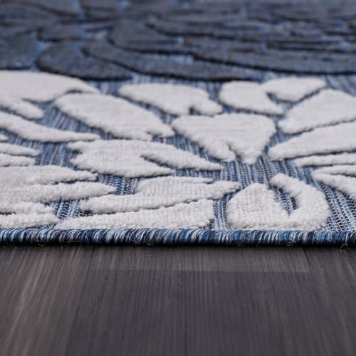 Luul Home Floral Indoor Outdoor Runner Rugs 2x7 Entryway Rug, Kitchen, Hallway Rug Washable Stain Resistant Outside Carpet Navy 2 x 7 - Image 5